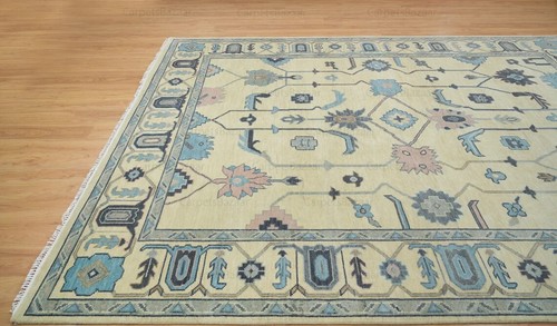 New Oushak Rug Beige Wool Area Rug Contemporary Hand knotted Living Room Rug - Picture 9 of 10