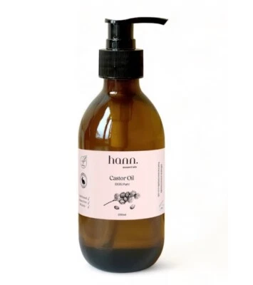 HANN ESSENTIALS 100% Pure Cold Pressed Castor Oil Hexane Free Glass Bottle Hair Growth Body Oil