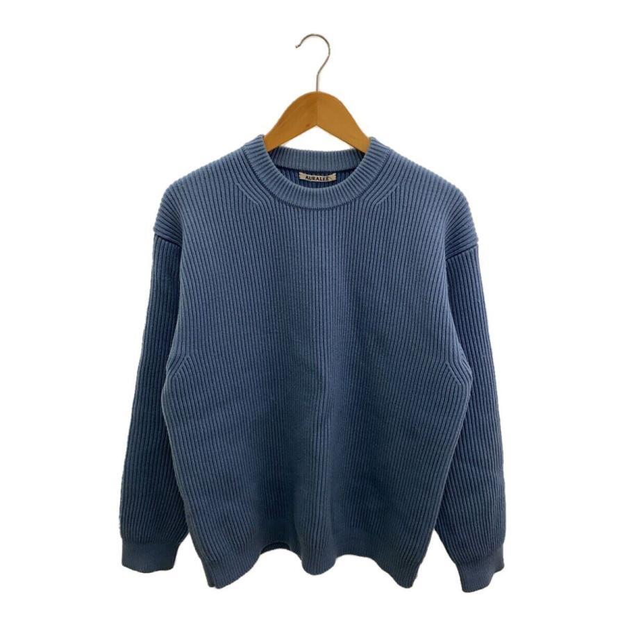 AURALEE 23AW FRENCH MERINO RIB KNIT P Size: 5 Blue Men Wool knit 