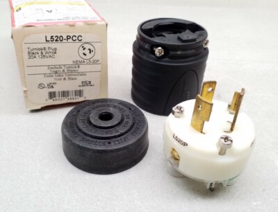  L520-PCC Pass & Seymour TurnLok Locking Plug 20 Amp 125V Black / White 