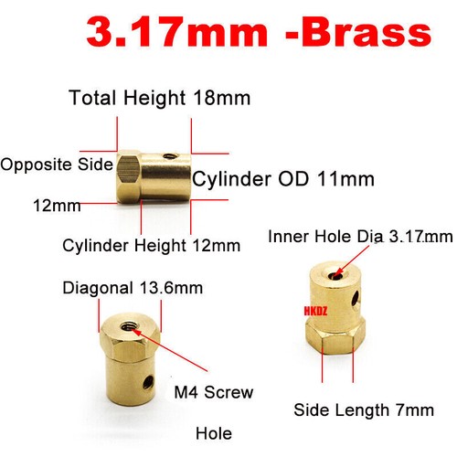 Brass Hex Motor Shaft Coupling Joint 2mm-8mm Adaptor for RC Model Car Boat Wheel - Picture 18 of 23