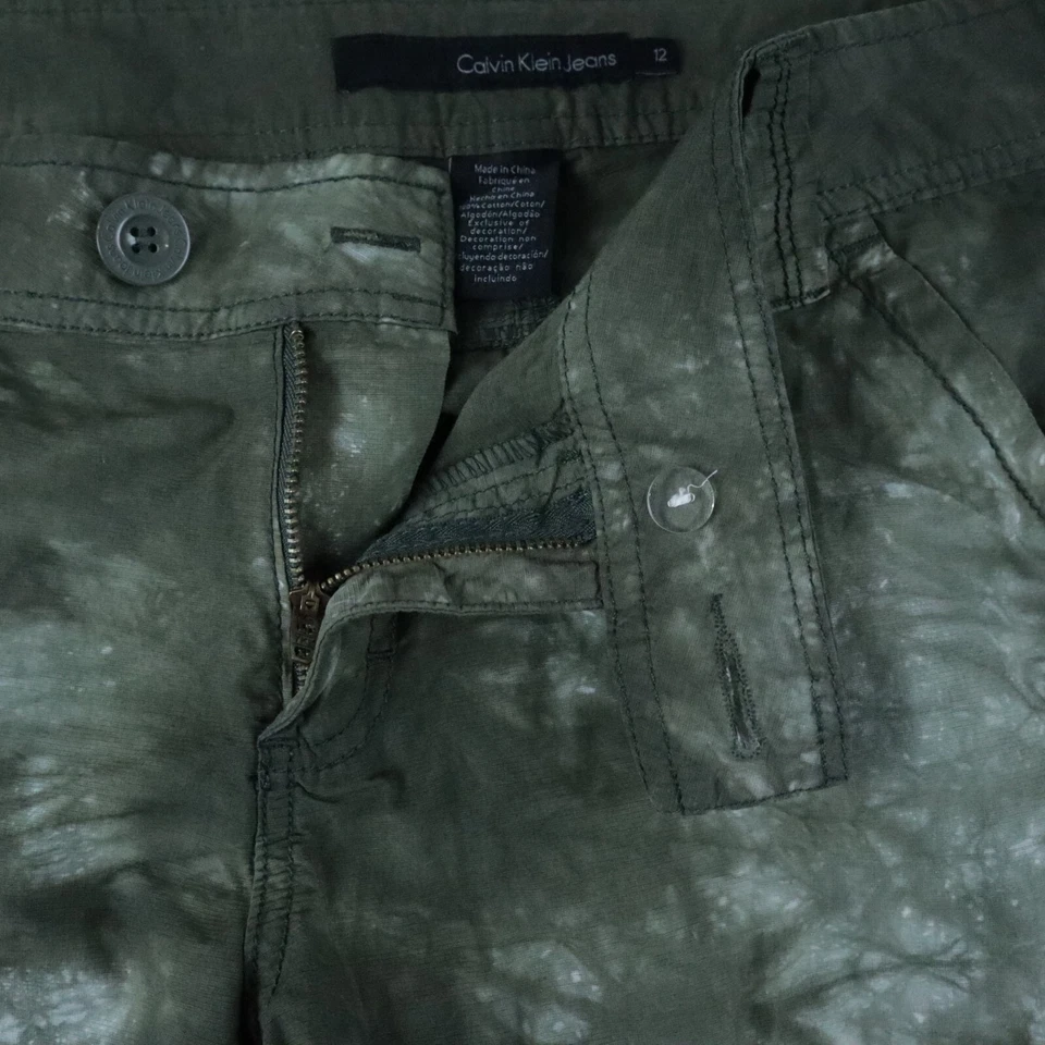 Pantalones Calvin Klein Mujer 12 Recortados Capri Informales Algodón Verde Tie Dye Foto 2 de 4