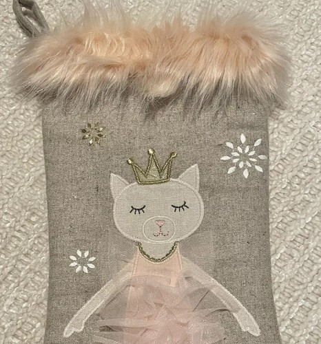 Mon Ami Weihnachtsstrumpf Mädchen Ballerina Katze Kätzchen Kunstfell clean beige rosa - Bild 5 von 6