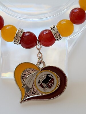 Washington Commanders Bracelet Football  Red Agate Gold Jade Gemstone Rhinestone
