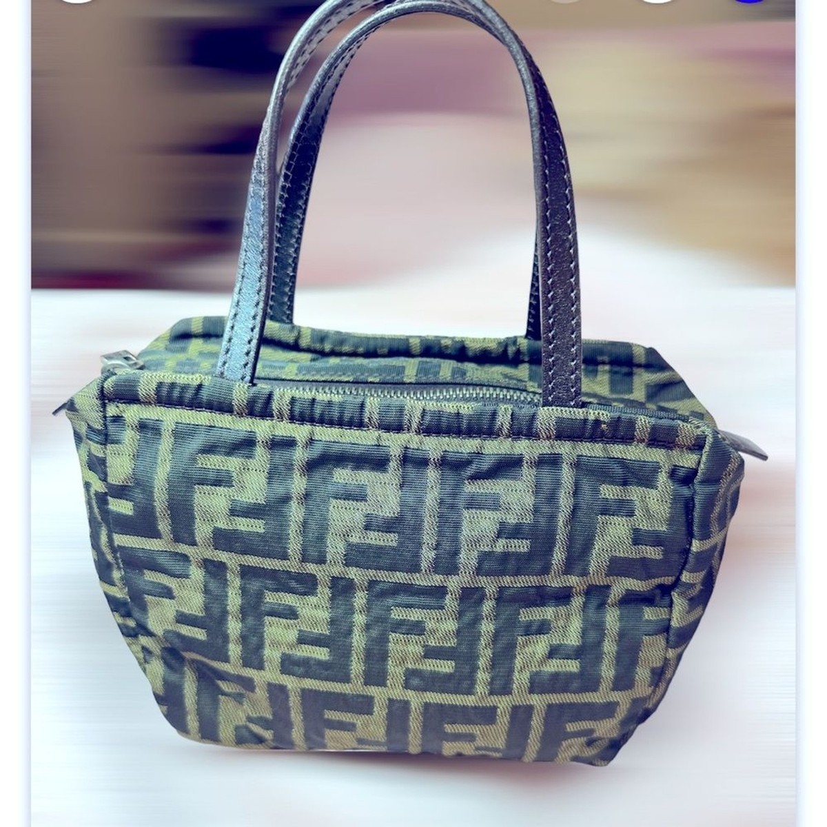 FENDI Vintage FF Logo Zucca Purse Bag satchel clutch mini bag