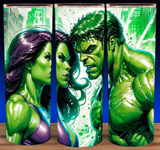 She-Hulk and Hulk Comic Book Superhero Cup Mug Tumbler 20oz