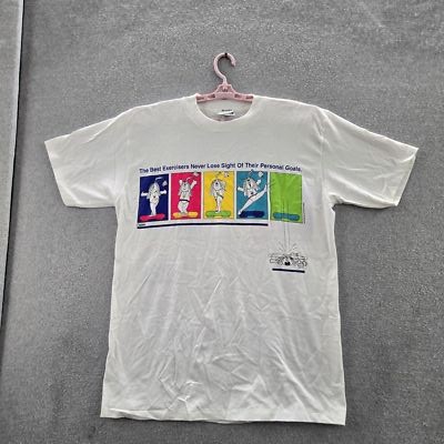 VINTAGE  1992 Cathy Comic Men Shirt X-LARGE White Exercise Single Stitch Tee