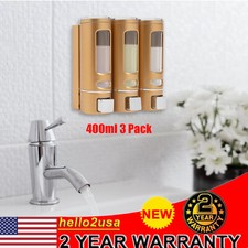 3 in 1 Wall Mounted Bathroom Shower Gel Shampoo Liquid Container Soap Dispenser