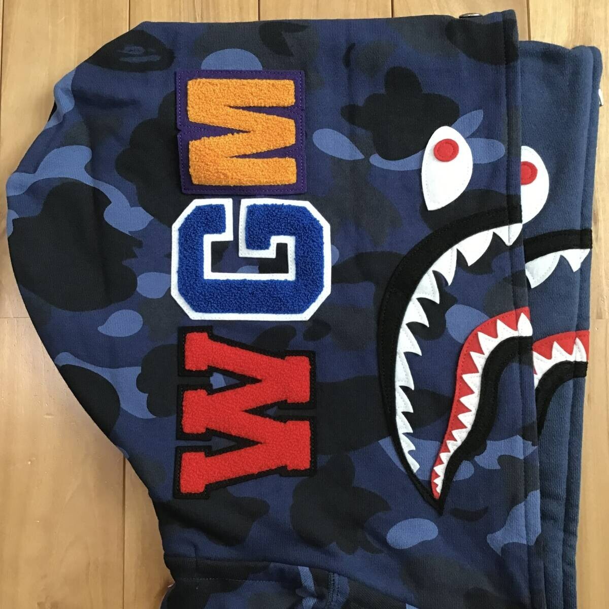 BAPE Double Shark Full Zip Hoodie Blue camo A Bathing Ape Size M