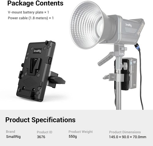 SmallRig RC-220D 220W LED Video Light 3472 + V-Mount Battery Plate GIFT - Picture 12 of 12