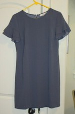 ✅ Loft Gray Career Dress, Ruffle Tier Sleeve, Women's sz 6