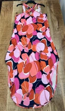 Anrabess Women's Pink Floral Maxi Dress Sundress Pockets Casual Beachy  Large