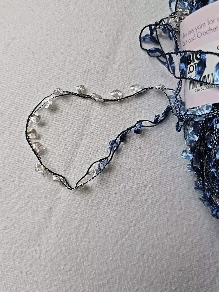 Lote de hilos de fibra mixta Gala azul plata cinta negra encaje 264 gr/9,3 oz Foto 4 de 4