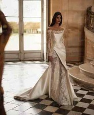 Exquisite Wedding Dresses Sexy Mermaid Appliques Long Sleeve Side Split Bridal