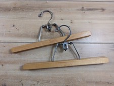 Setwell Vintage Wooden Hanger 13" Lot of 2 Clamp Clothes Art