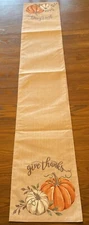 Thanksgiving Give Thanks Table Runner Beautiful fall colors  W/ Pumpkins 72 X 13