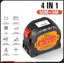 4 In 1 60M Laser Tape Measure 5M Tape Measure Ruler LCD Power Display Electronic