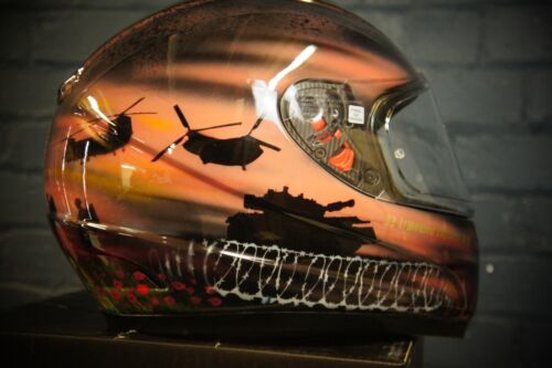HJC helmet Custom Painted airbrushed in detailed memorial theme 'lest we forget' - Picture 1 of 6
