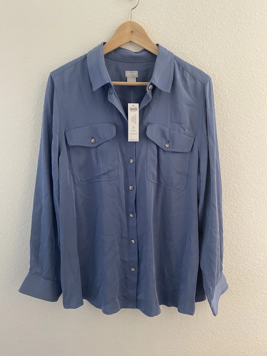 chicos sandwashed satin shirt