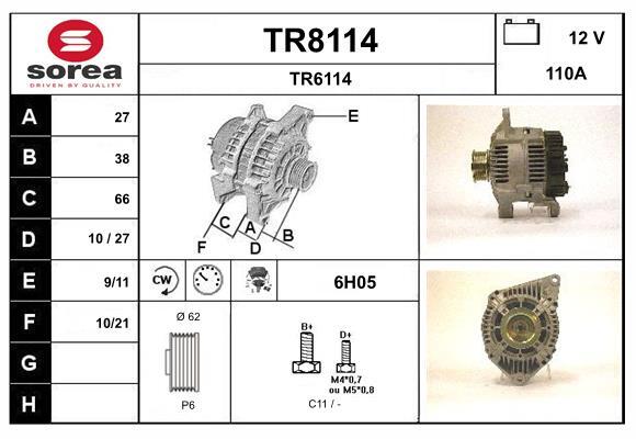 Alternateur SNRA TR8114 pour Renault Megane 1 et Safrane 2