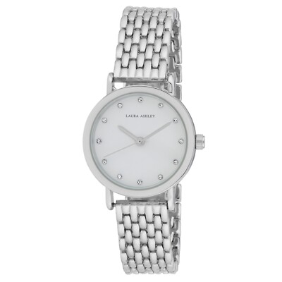Laura Ashley Women's 30mm Stone Encusted Dial Link Bracelet Watch