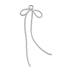 Elegant Pearl Beaded Key Chain Handmade Long Bowknot Keychain Keyring Ornament