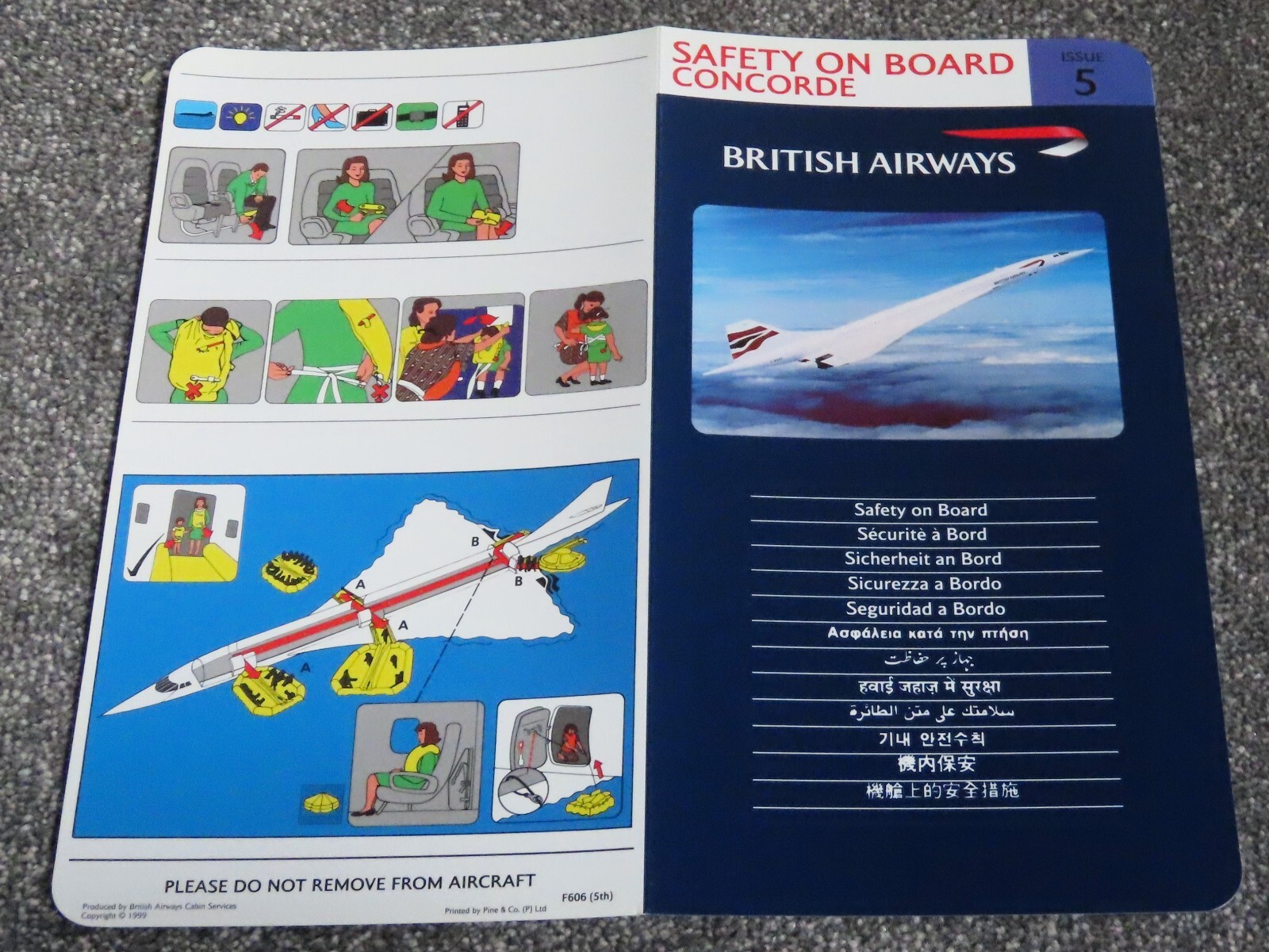 British Airways Concorde Airline Safety Card Issue 5 JOKER5000 The