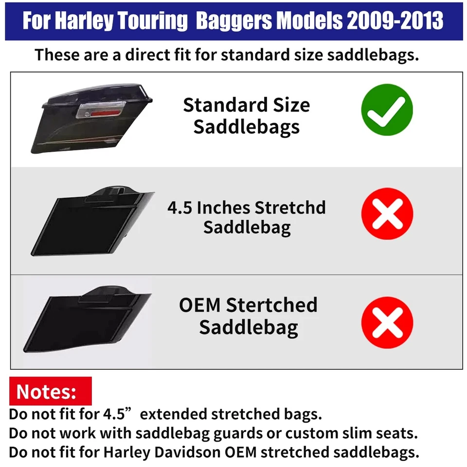 Stretched Extended Side Cover For Harley Touring Street Road Electra Glide 09-13 Foto 2 de 4