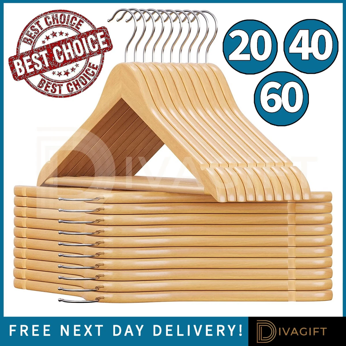 Wish & Buy - Heavy Duty Slim Clear Hangers - Ridged Non-Slip