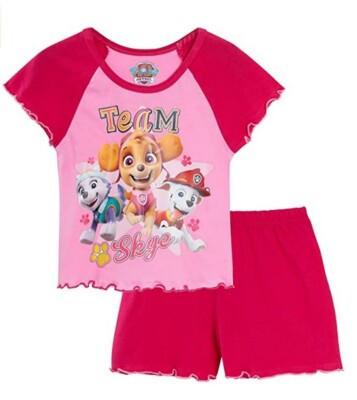 Mädchen Paw Patrol kurzer Schlafanzug Nachtwäsche Team Skye Shortie Alter 1-4 Jahre rosa