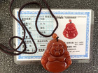 NEW CERTIFIED*RARE*GORGEOUS RED CARNELIAN JADE稀有天然玛瑙红玉佛公BUDDHA NECKLACE — photo 4