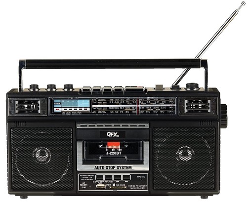 BoomBox QFX J-22U 4-Band Radio/Cassette Deck/ MP3 Boombox Works