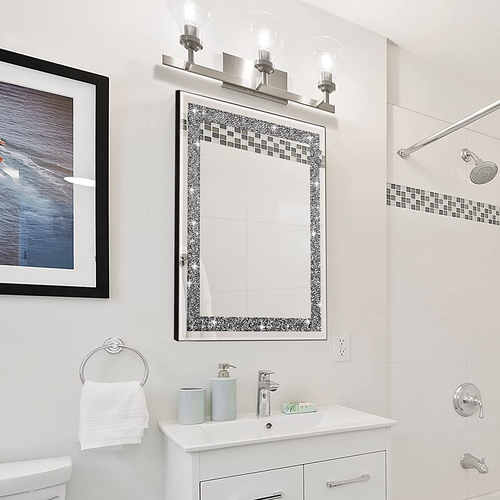 Rectangular Wall Mirror Crystal Crush Diamond Mirror for Home Décor Accent - Picture 4 of 8