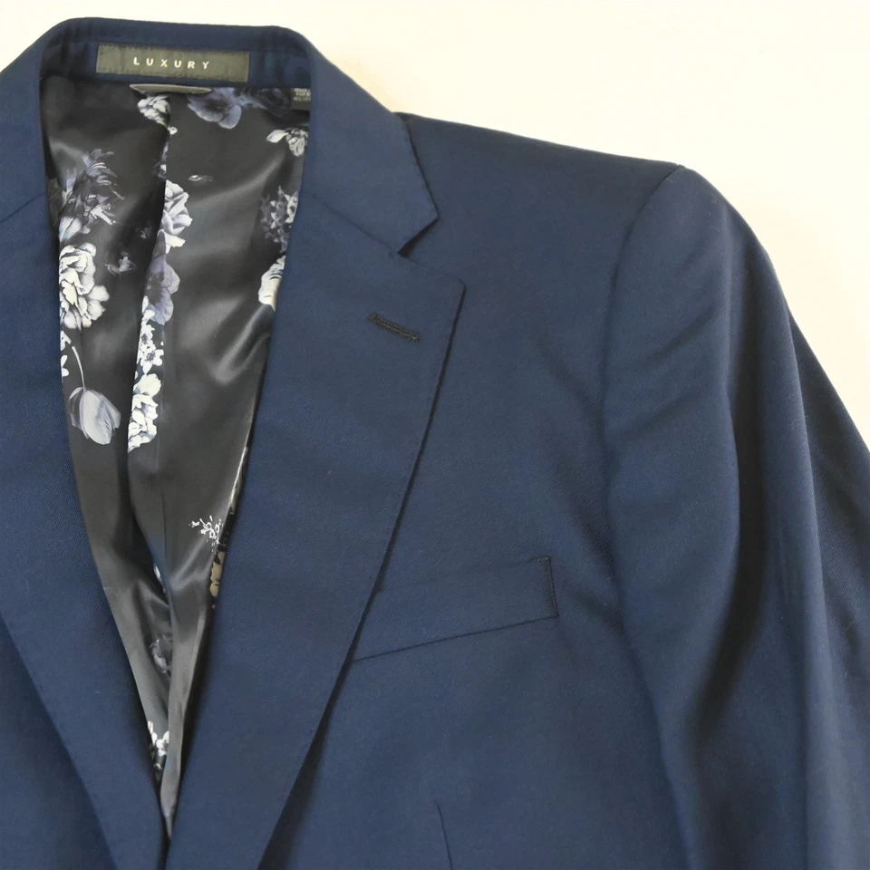 NEW Indochino 38R 34x32 Blue Wool Cashmere Slim Mens Jacket Pants Suit - Image 3 of 4