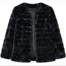 Black Faux Fur Jacket   Soft Plush Coat