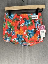 00493 NWT KANU SURF RED HAWAIIAN PATTERN SWIM SHORTS WOMEN  S SIZE L 12/14 