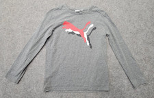 Puma Youth Unisex Gray T-Shirt Size S 7-8 Longsleeve Logo