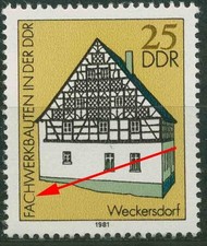 DDR 1981 Fachwerkbauten mit Plattenfehler 2625 F 10 postfrisch