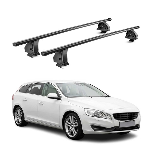 Stahl DachträGer FüR Volvo V60 I 2011-2018 TÜV AbschließBar 75 Kg 2Tlg Schwarz-image