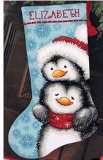 Dimensions 2009 Hugging Penguins Stocking 16" Needlepoint Kit 71-09144 NIP NEW