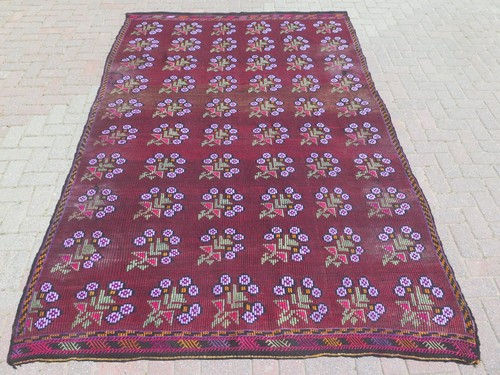 Turkish Kilim Wool Rugs Handmade Carpet Floor Large Area Distressed Rug 73"x112”