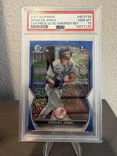 2023 Bowman Chrome - Spencer Jones Blue Shimmer Refractor /150 (RC) PSA 10