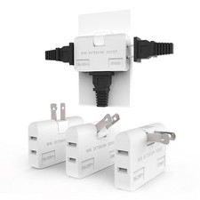 3 Way Flat Wall Outlet Extender Safe AC Adapter - 2-Prong Swivel Mini Indoor Wal