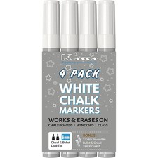 4 Pack White Chalk Markers for Home, School, Office