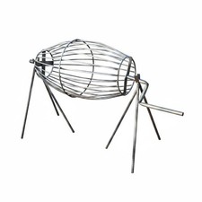 Manual Rotating Grill Basket Iron Cylindrical Barbecue Grill Side Crank Handle