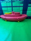 Marx Red Toy Tugboat Plastic Molded Pull Toy