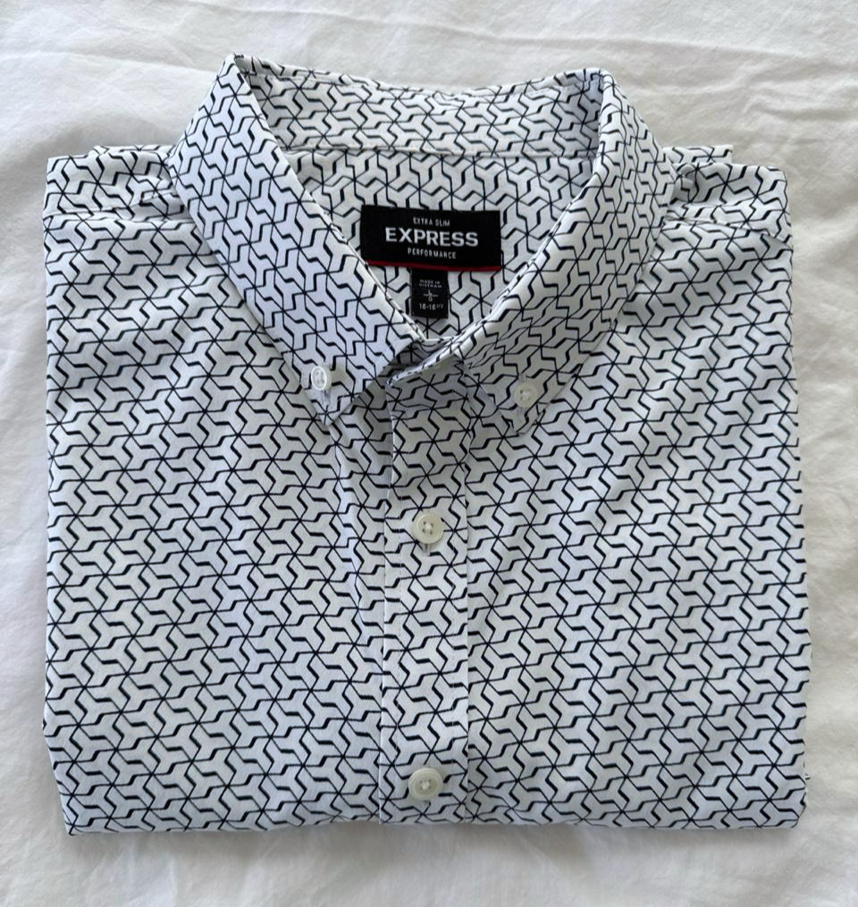 Express Performance Extra Slim White with Navy Ge… - image 1