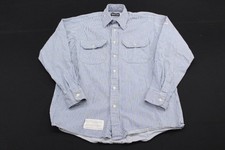 Bulwark FR Shirt Flame Resistant Long Sleeve Blue White Striped Thick Cotton M