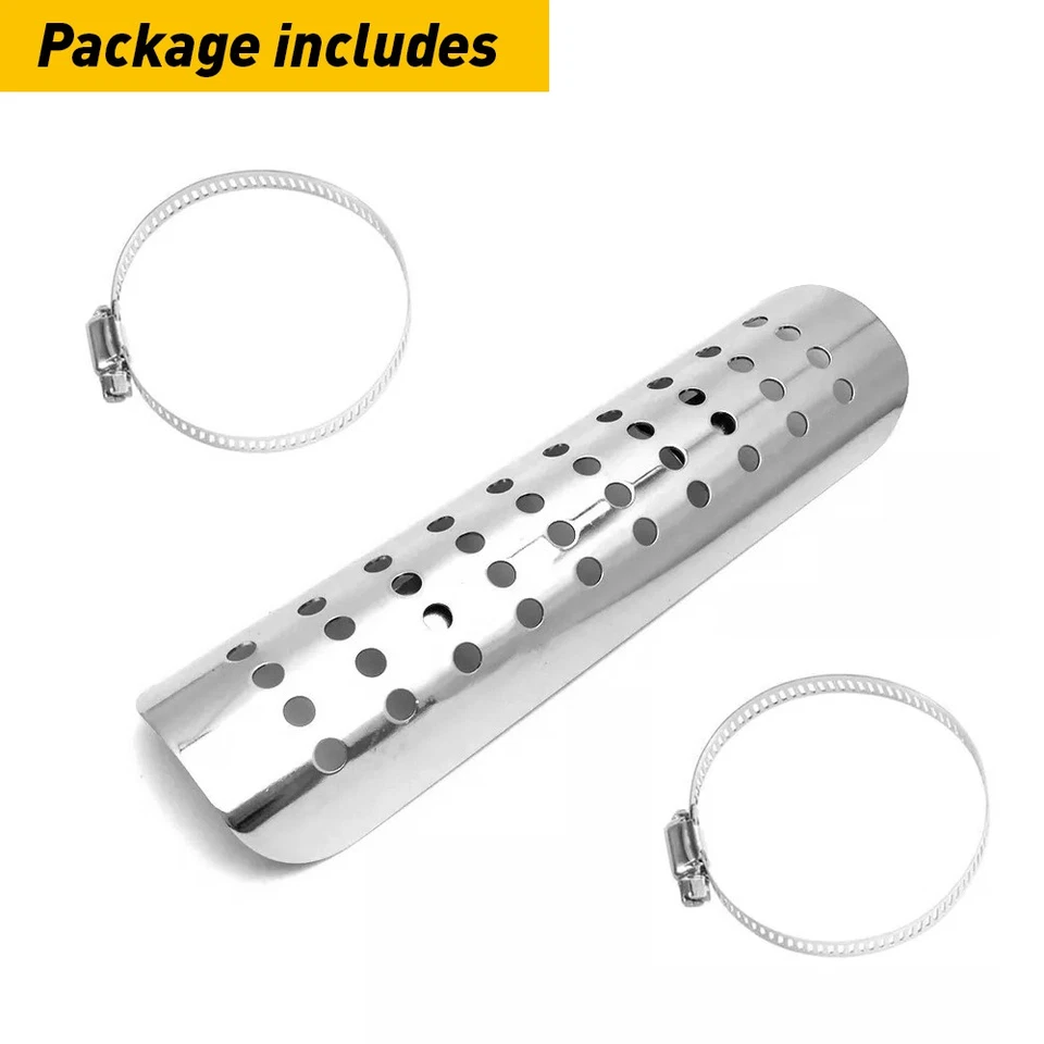 Tubo silenciador escape moto protector térmico cubierta talón universal plateado Foto 3 de 4
