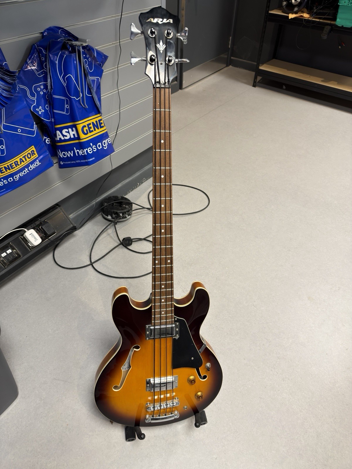 Aria Pro II TAB 66 Semi-acoustic electric bass. 34" scale